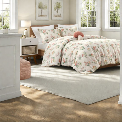 Ensemble de literie de jardin champignon fantaisiste, édredon en polyester multicolore avec coussin brodé, taille double / grand