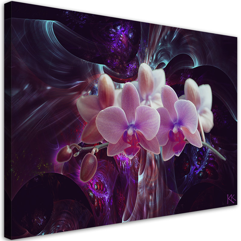 White Orchid Flowers - Wrapped Canvas Print, 60cm H x 90cm W