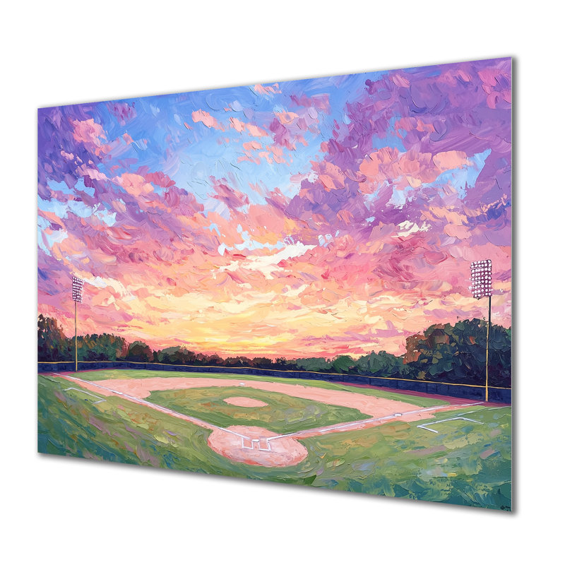 Baseball Field At Sunrise II - Sports Wall Art, impression de baseball sport, H 16 po x l 32 po