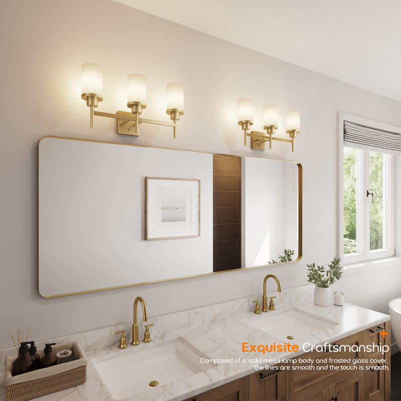 3-Light Bathroom Vanity Lighting, Brushed Gold