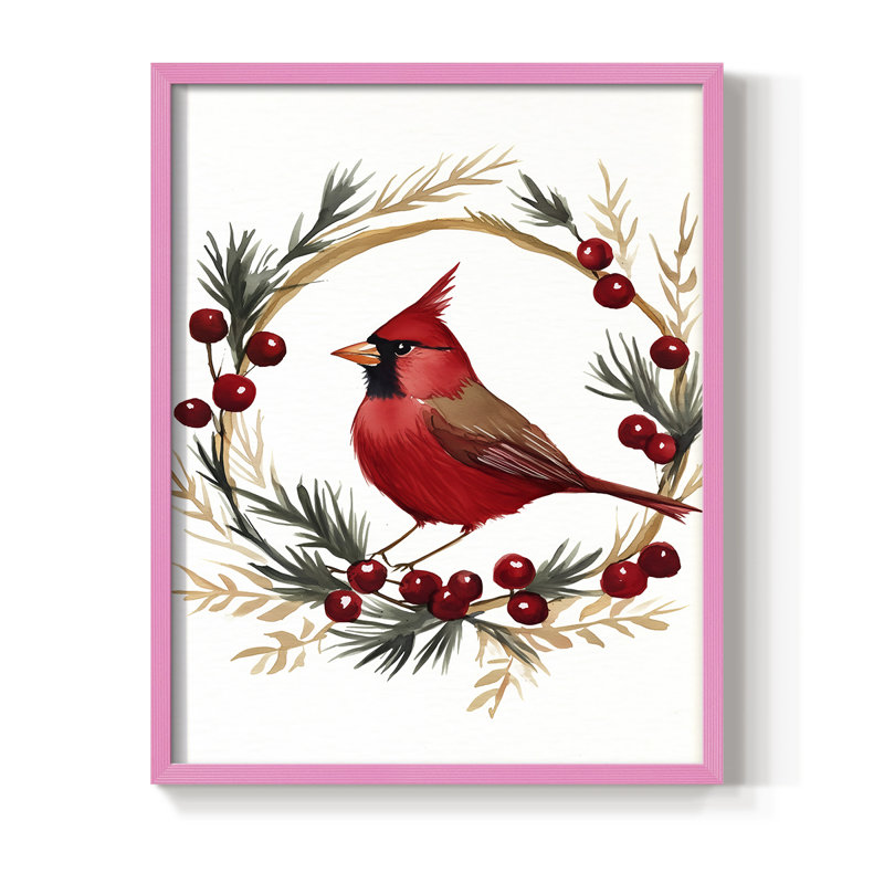 Reproduction d'art encadrée, Noël, H 15 po x l 12 po, Rose
