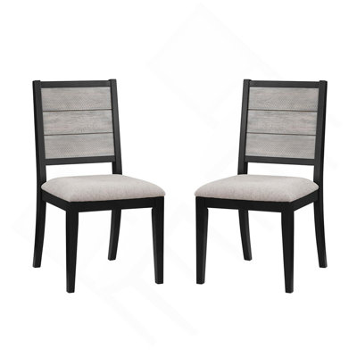 Ensemble de 2 chaises de salle à manger avec siège rembourré, gris et noir