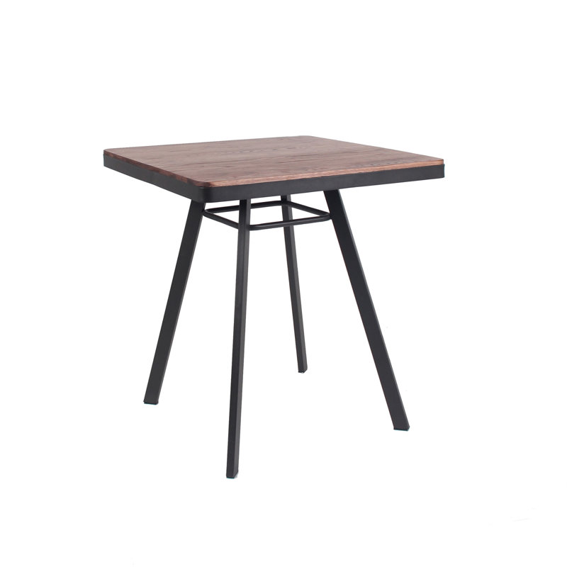 Alenis Ash Solid Wood Top Metal Base Dining Table