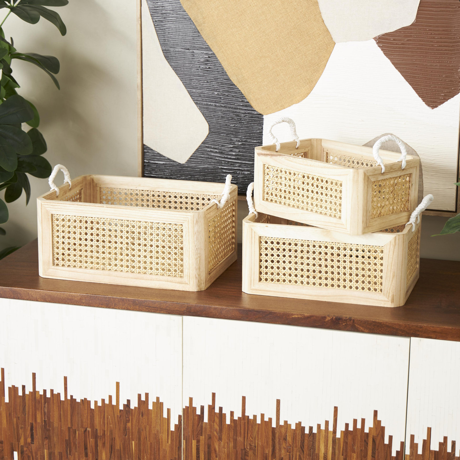Handwoven Rattan Storage Bin