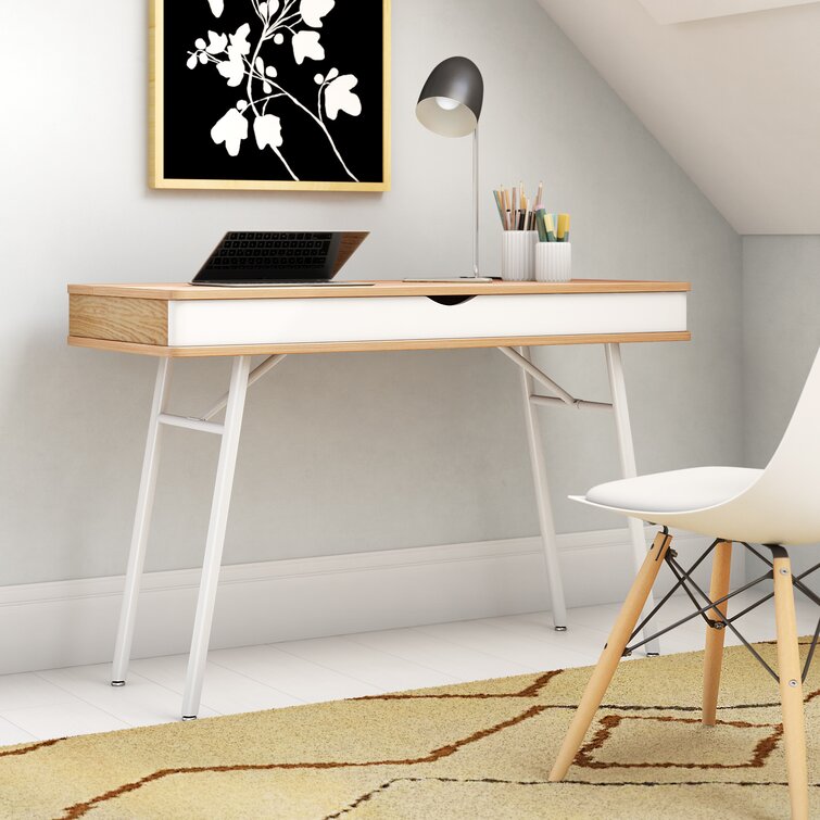 Modern Multi Storage Computer Desk with Storage Beige/White - Techni Mobili