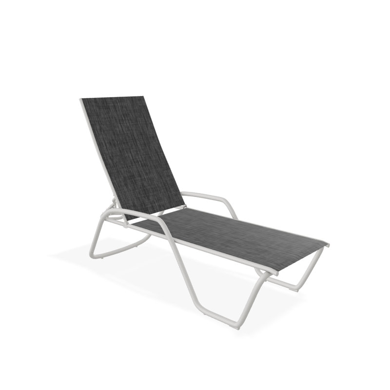 Outdoor Rust-Resistant Metal Chaise Lounge, Textured Snow, Augustine Shadow