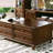 Wide solid wood coffee table-104366687