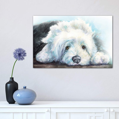 Old English Sheepdog Puppy by George Dyachenko - Wrapped Canvas Print