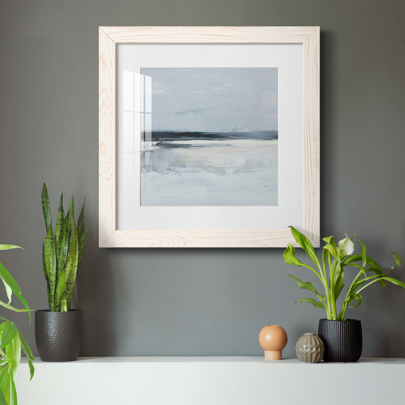 Impression encadrée Inky Coastline I-Premium - prête à être accrochée, H 31,5 po x l 31,5 po x P 1 po, Cadre blanc