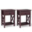 Ensemble de 2 table de chevet en bois, table d'appoint en forme de X, table de bout avec tiroir, mobilier de chambre à coucher, brun