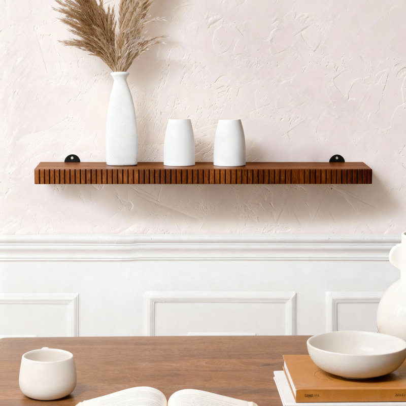 Tablettes murales en bois massif Urbana, H 1,5 po x l 36 po x P 8 po, Noyer
