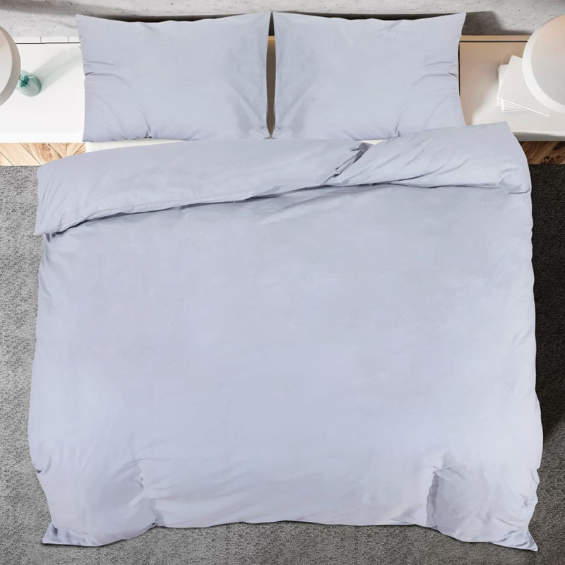 Ensemble de housse de couette 100% coton 79 po x 79 po Vidaxl, Housse de couette double TG + 1 taie d'oreiller, Gris