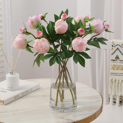 Pivoines fleurs artificielles 5PCS fausses pivoines fleurs en soie avec des tiges pour la décoration de mariage bouquet de fleurs arrangement floral