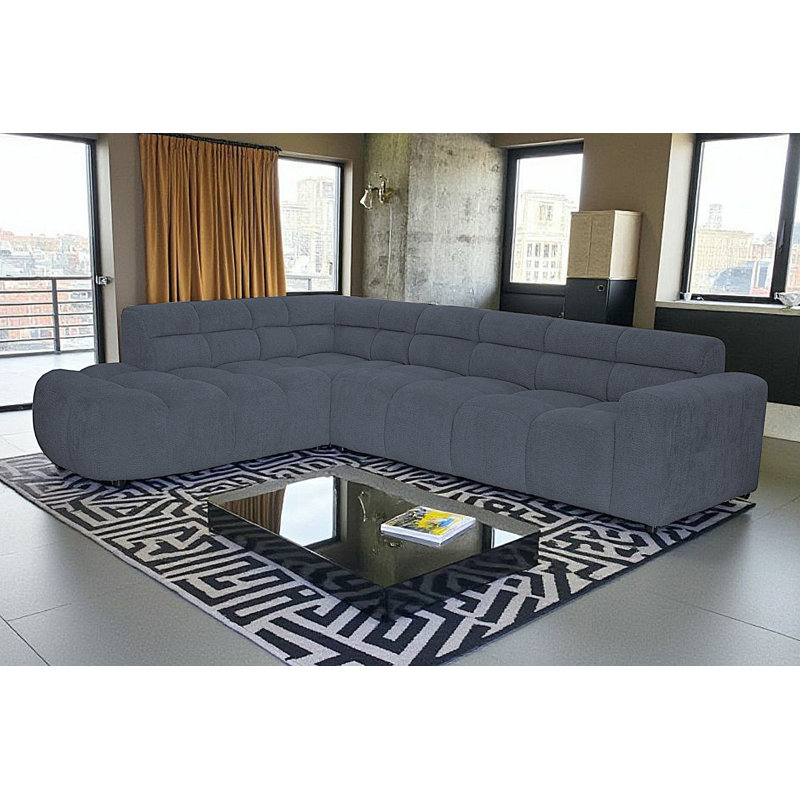 5 Seater Corner Sectional, Left Hand Facing, Light Navy