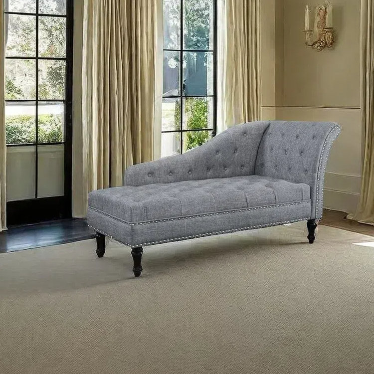 Chaise longue élégante de qualité décontractée, Gris, Orienté à droite, Noir, noir, noir, noir