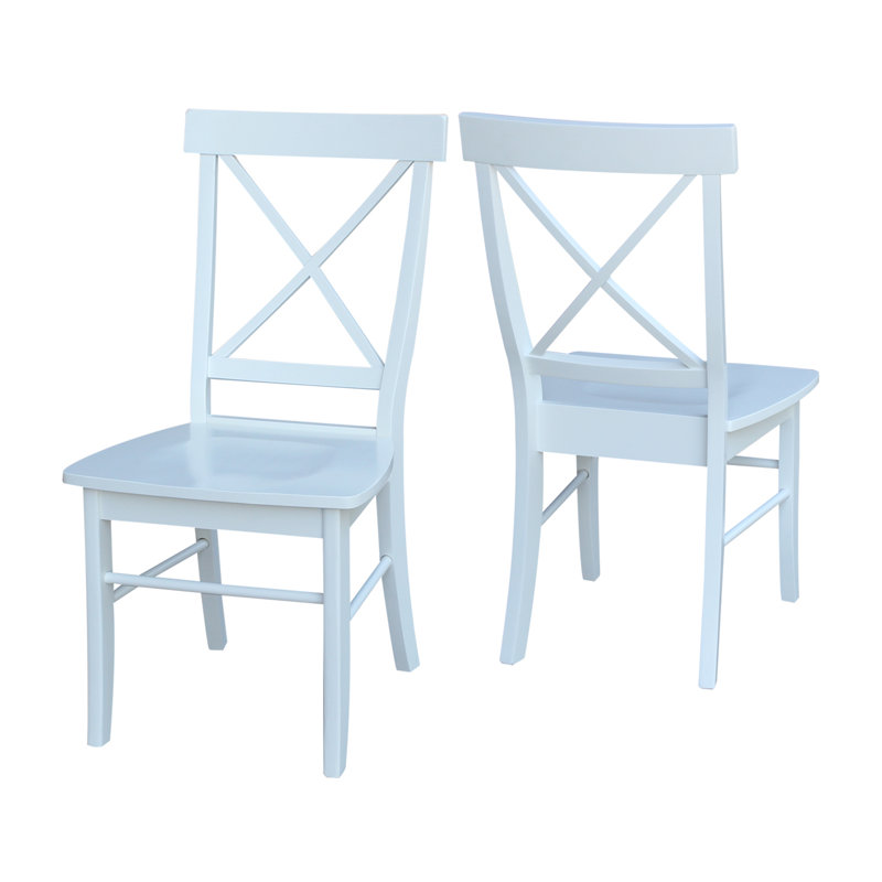 Dugazon Duante Solid Wood Cross Back Side Chair, Bright White