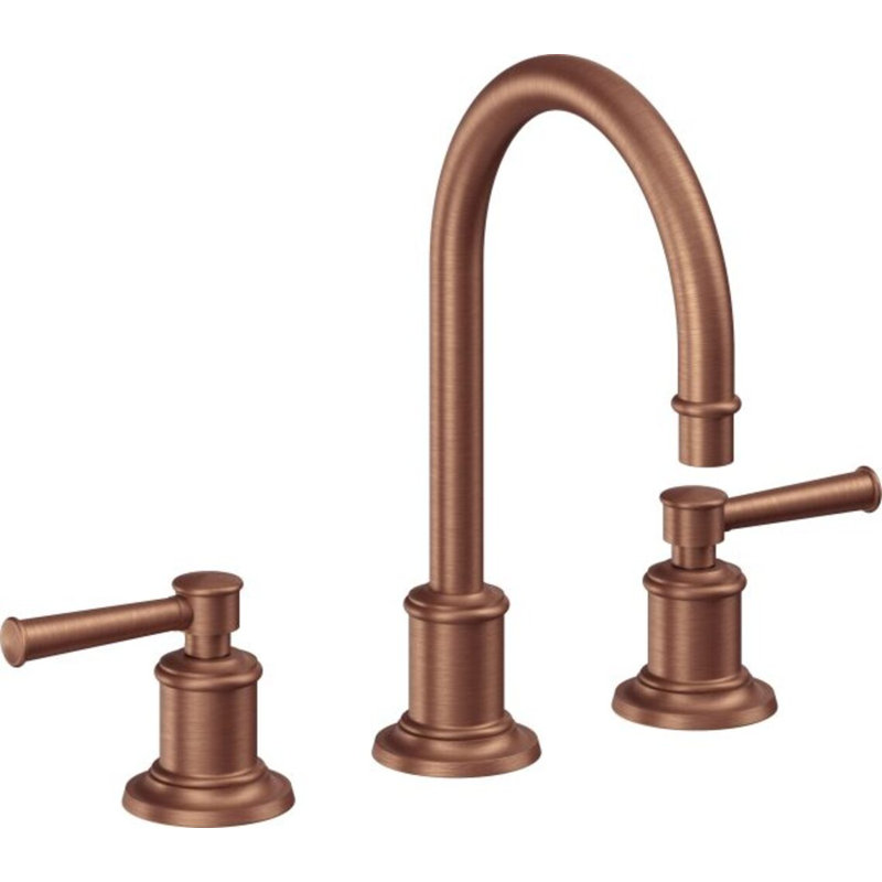 Miramar Widespread Faucet 2-Handle Bathroom Faucet with Drain Assembly, Lever Handle, Antique Copper Flat