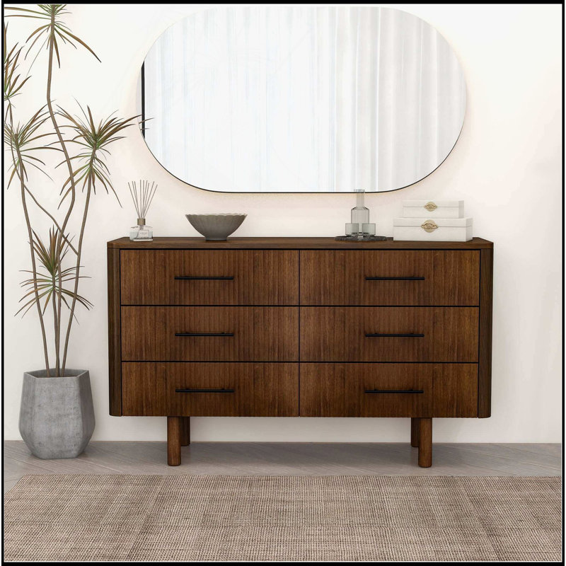 Commode en noyer avec 6 tiroirs Logan Mid Century Modern