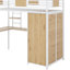 Lit mezzanine simple avec bureau en L et garde-robe-583937472