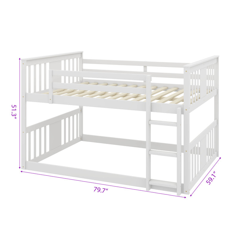 Spacieux lit superposé double sur lit double équipé d'une échelle durable, Blanc