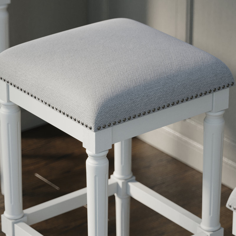 White 31-Inch Square Bar Stool, 1 Count