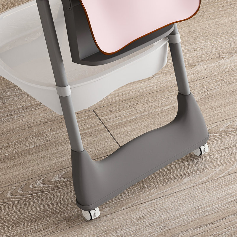 Pink Multi - Functional Feeding Seat With Belt, Silent Lockable Wheels, 5 Level Adjustable System, Pp Material, And Easy Clean Pad For Living Room Use Dining