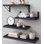 Quatre tablettes flottantes noires rustiques de 16 pouces pour une fixation murale, un excellent rangement pour la chambre à coucher, le salon, la cuisine, la salle de bain ou le bureau