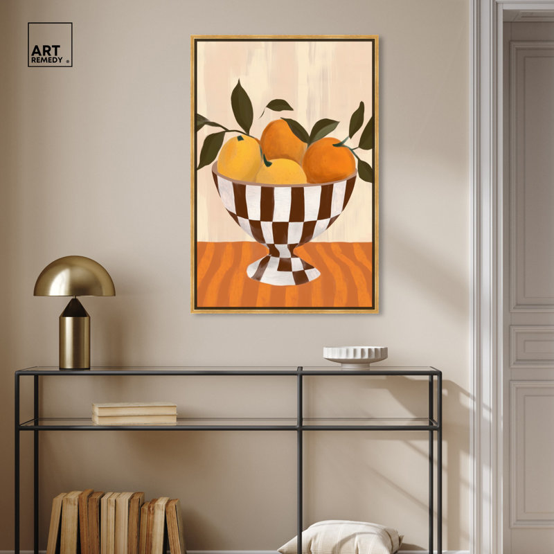 Art rétro sur toile Blush Mango par One Allium Way®, H 46 po x l 31 po, Cadre doré