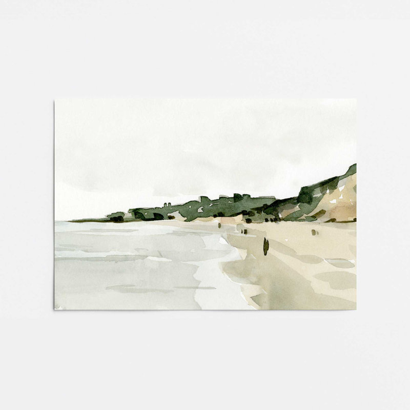Imprimé matin brumeux sur la plage, Papier, H 16 po x l 20 po