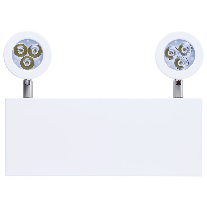 Lampe de secours homologuée Chicago, boîtier blanc, 120-277 V, autonomie de secours de 90 min, double tête, montage en surface, compatible avec une télécommande