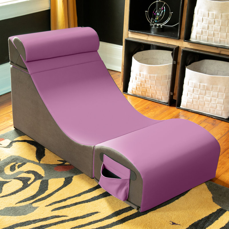 Flexx V-Tex Convertible 3 in 1 Gamer Chair, Table, & Ottoman w/ Adjustable Headrest & Pocket, Plum