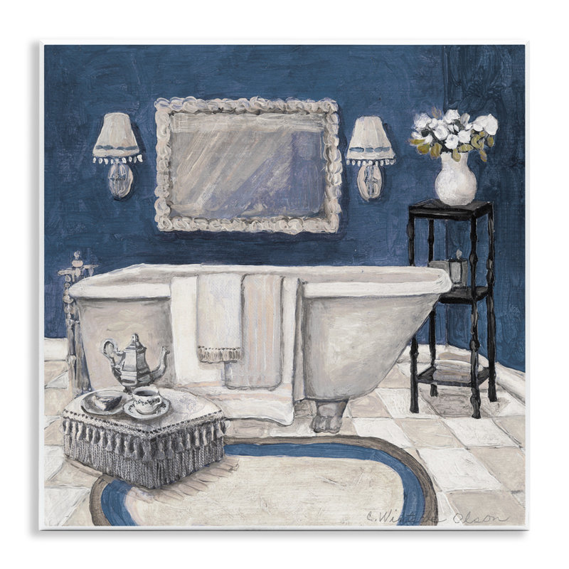 Plaque murale bleue Peaceful Bath, design par Charlene Olson