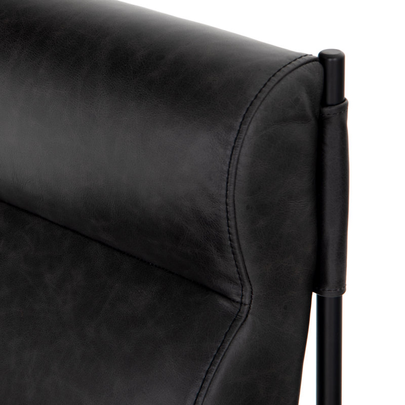 Klein Leather Upholstered Back Style Side Chair in Black