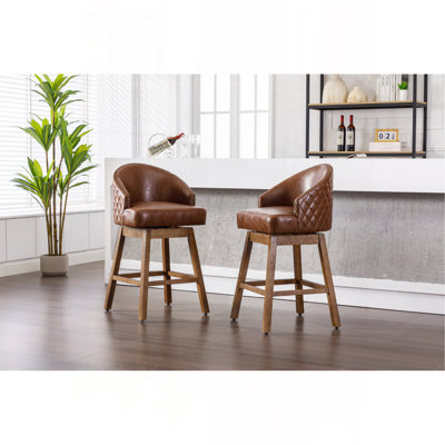 Ensemble de 2 tabourets de bar avec repose-pieds pour cuisine, salle à manger et pivotant à 360 degrés