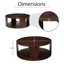 Table basse Bard, plateau rond de 38 po avec tablette, structure sculpturale en bois de manguier brun noyer
