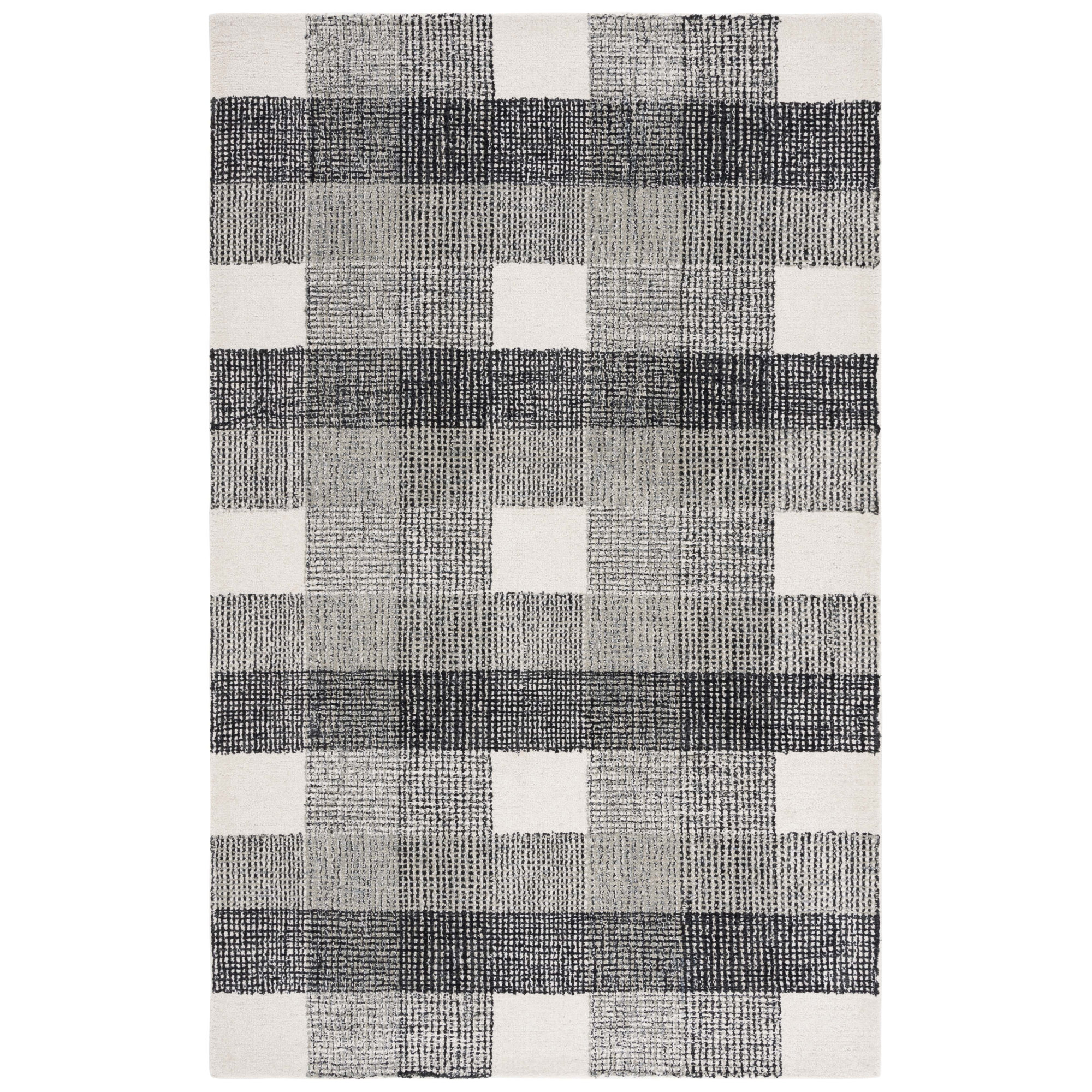 Genre Hand Tufted Wool;Cotton Plaid Rug, Round 6'