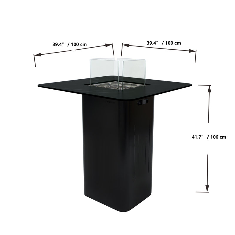 Square Concrete Propane Smokeless Fire Pit Table
