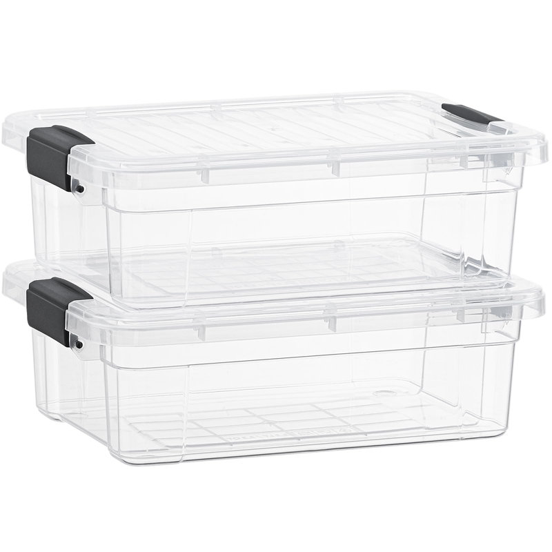  Boîtes de rangement transparentes avec couvercles, contenants en plastique sans BPA de 7,4 pintes, bacs de rangement, caisses empilables, bacs de rangement pour la maison, le bureau, l'école et le dortoir, paquet de 2