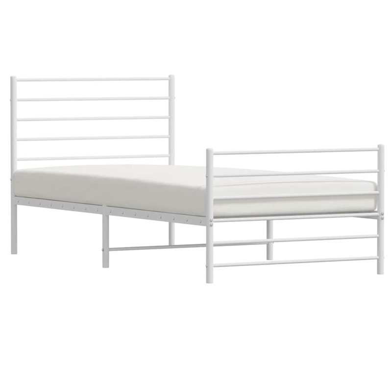 Bed Frame White Powder-Coated Steel Twin Platform Bed Frame Modern Durable Construction