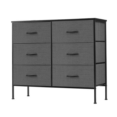 Commode pour chambre à coucher, 7 tiroirs de rangement, commode en tissu anti-basculement pour meubles de rangement, meuble télé pour téléviseur de 45 po ou moins avec cadre en bois