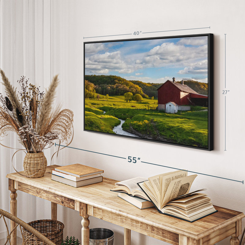 Nature «Green Fields Red Barn Wall Art», H 27 po x l 40 po