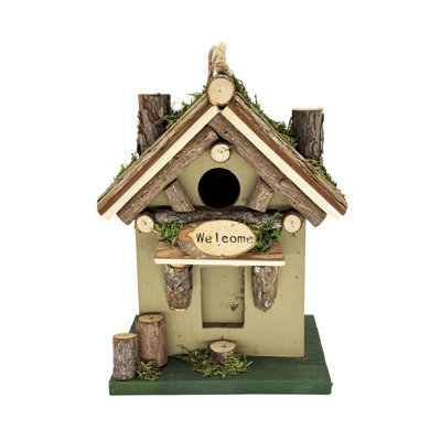 Cabane à oiseaux avec tronc d'arbre