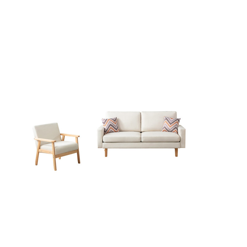 Ensemble de canapé et chaise en lin Maryum Rustic Refinement, 100 % lin beige, Naturel
