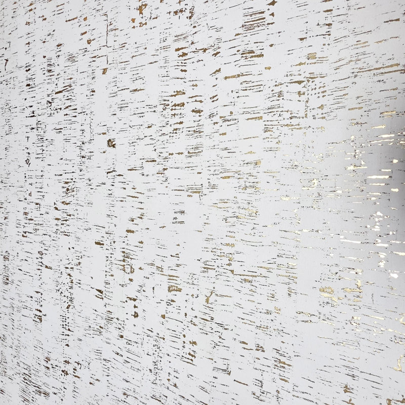 Papier peint texturé en liège métallique blanc doré