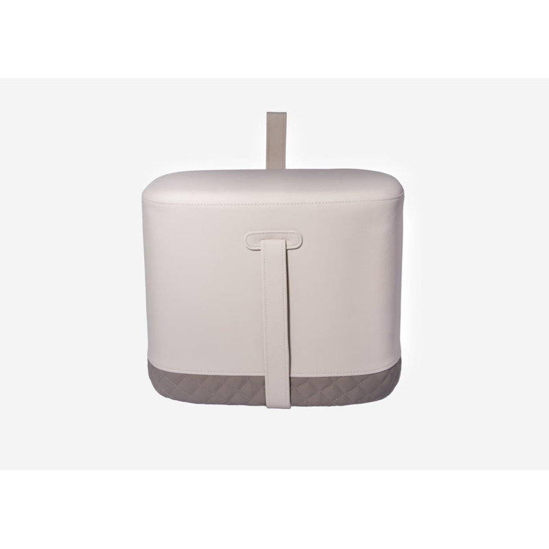 Eagleview Faux Leather Ottoman, Light Gray/Taupe