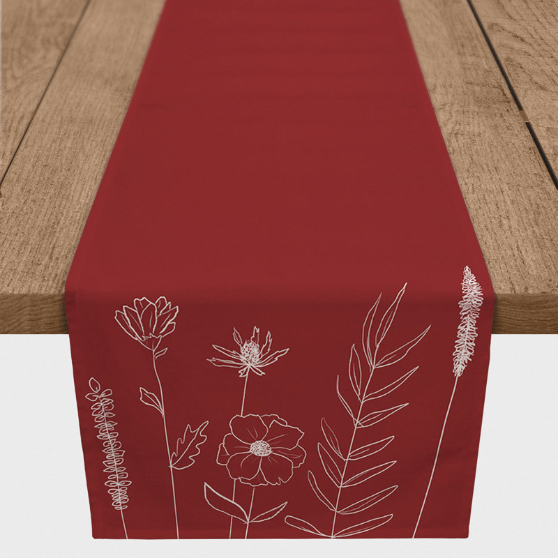 Rectangle Polyester Table Runner, 90'' x 16'', Red