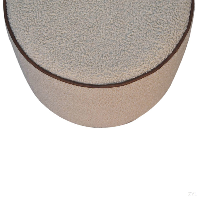 Grand tabouret rond, rembourré, beige