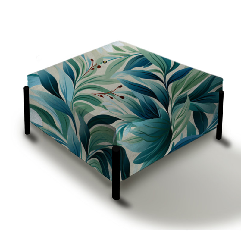 Motif botanique à feuillage océanique - grand repose-pieds carré tropical