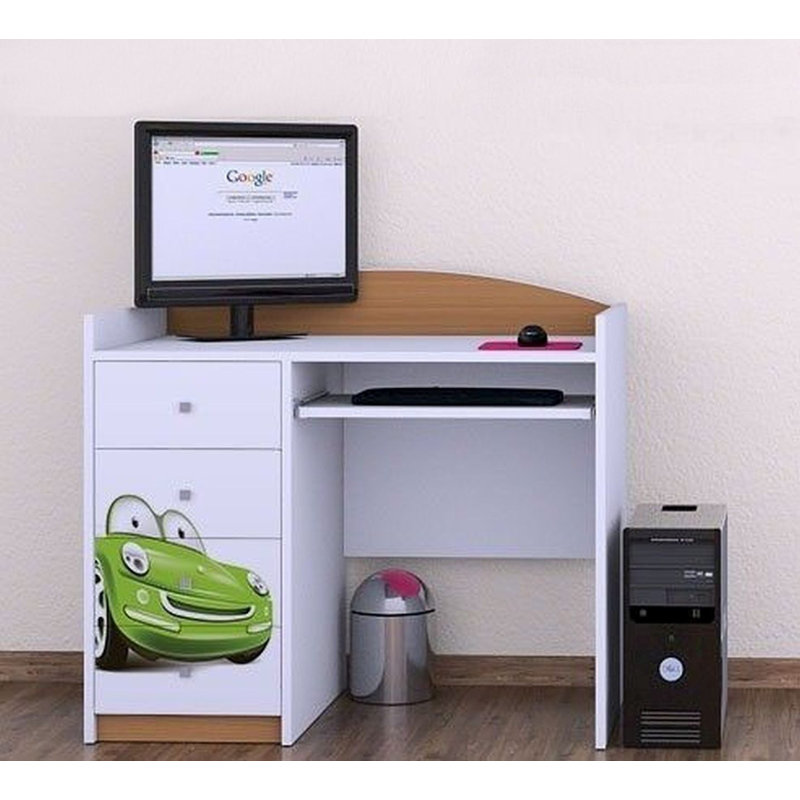Ondine Car 100cm W Computer Desk, Light Brown