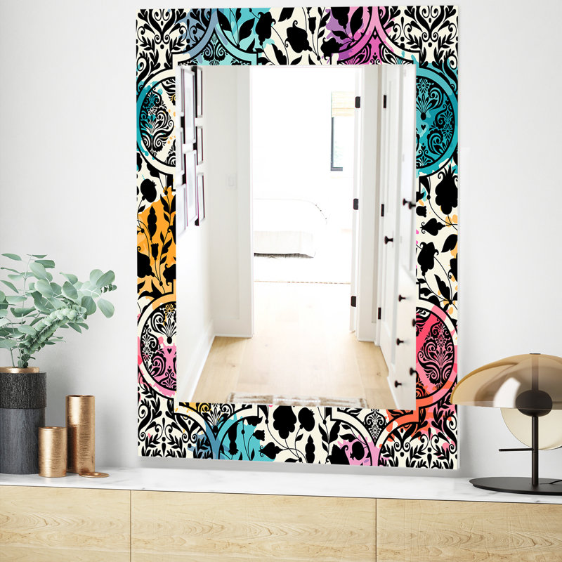 Floral Flat Mirror, 24" H x 32" W